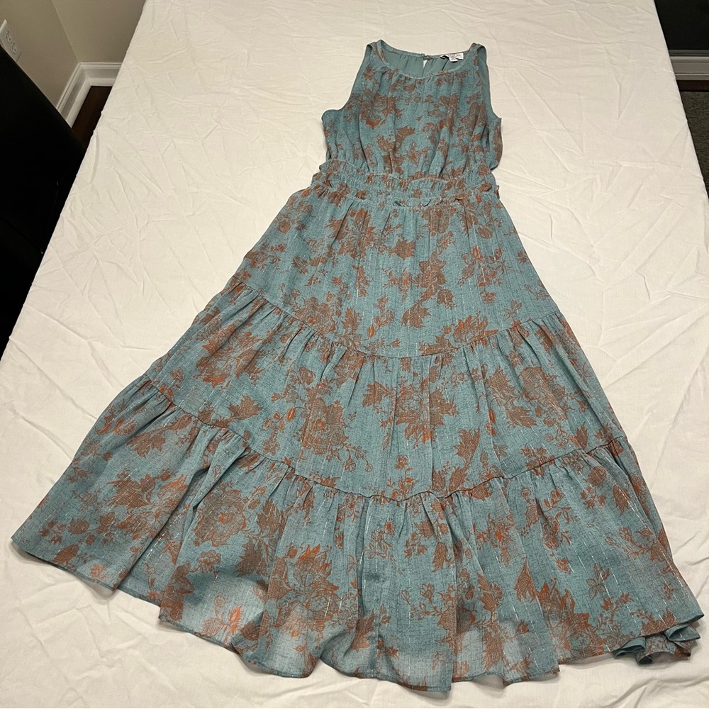 Current Air Floral Maxi Dress - Teal and Rust
